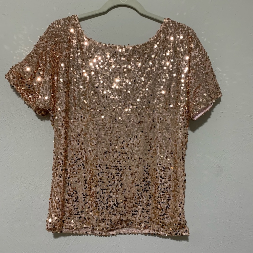 Champagne pink sequined top